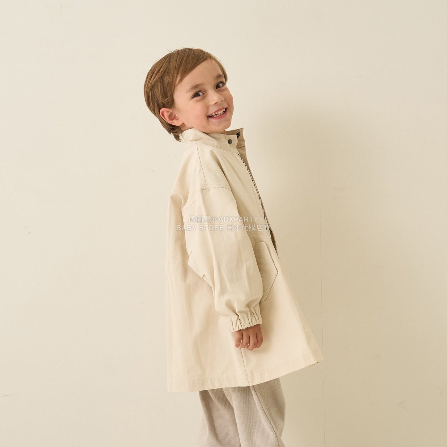 日本童裝 b・R# 中長版摩登大褸 100-150cm 男童款 冬季 (適合初秋、香港平均溫度、寒冷天氣）OUTERWEAR