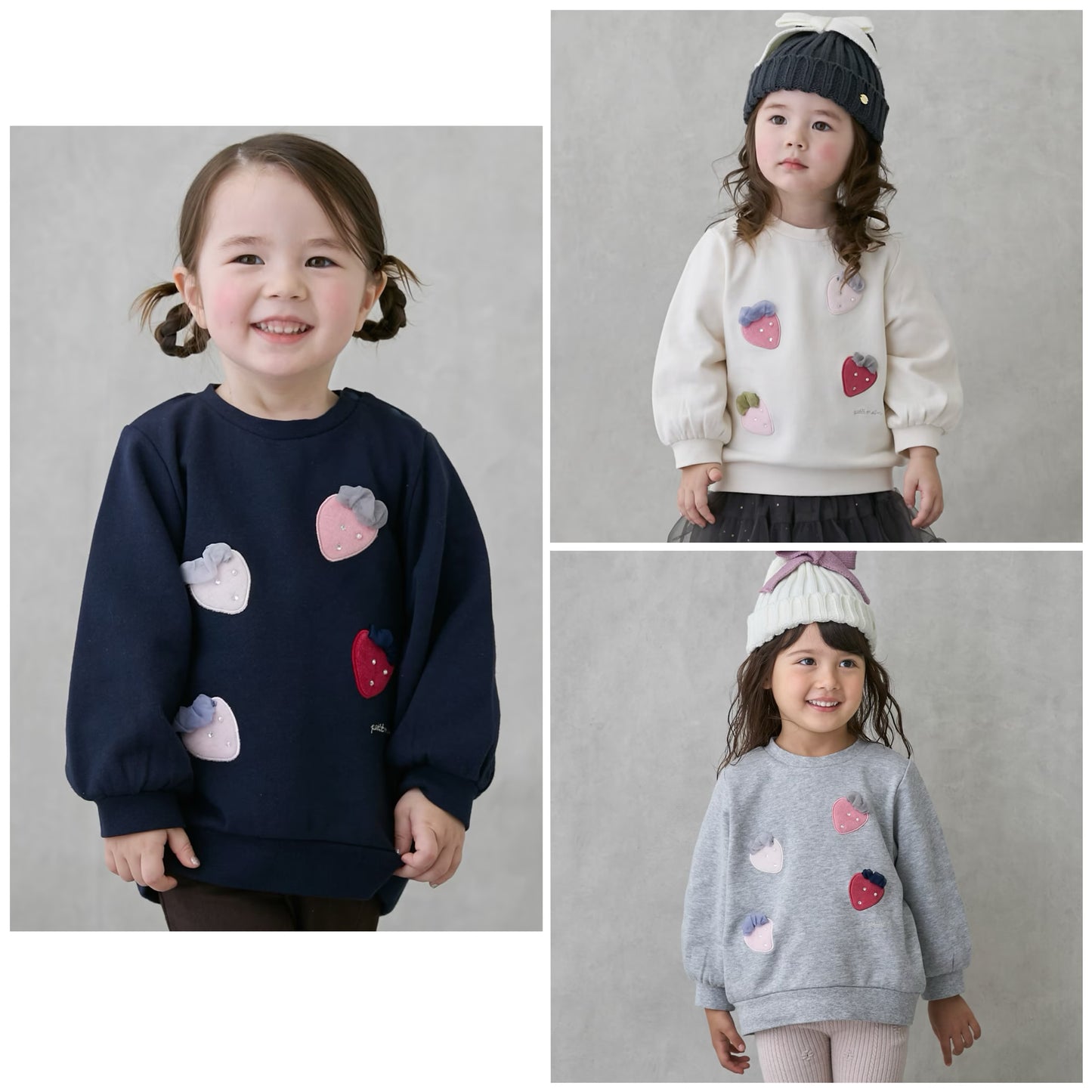 日本童裝 pe#main 士多啤梨圖案衛衣 80-130cm 女童款 冬季 TOPS