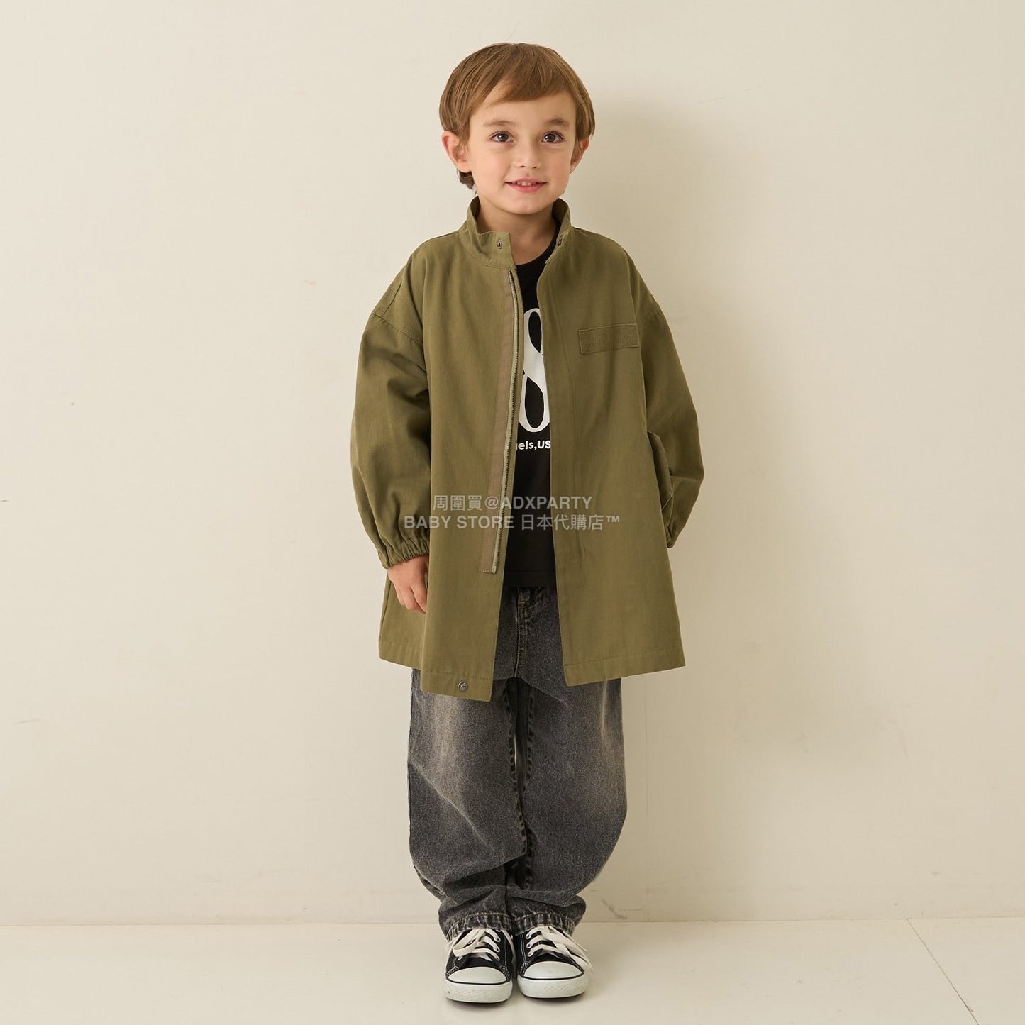 日本童裝 b・R# 中長版摩登大褸 100-150cm 男童款 冬季 (適合初秋、香港平均溫度、寒冷天氣）OUTERWEAR