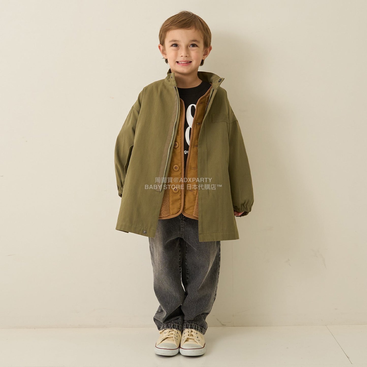 日本童裝 b・R# 中長版摩登大褸 100-150cm 男童款 冬季 (適合初秋、香港平均溫度、寒冷天氣）OUTERWEAR