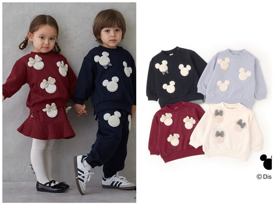 日本童裝 pe#main x Disney 毛毛圖案衛衣 80-130cm 男童款/女童款 冬季 TOPS 聖誕紅/新年紅