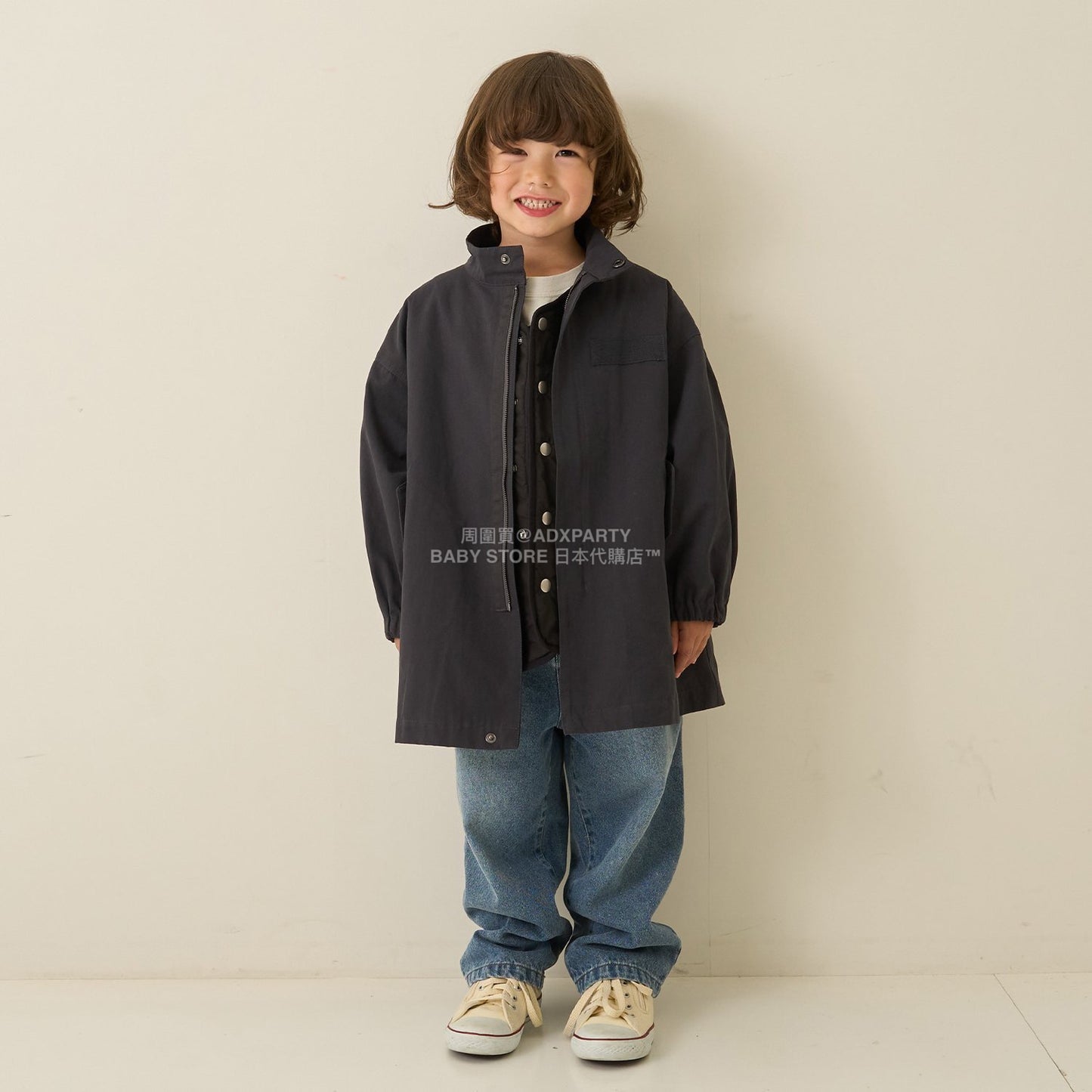 日本童裝 b・R# 中長版摩登大褸 100-150cm 男童款 冬季 (適合初秋、香港平均溫度、寒冷天氣）OUTERWEAR