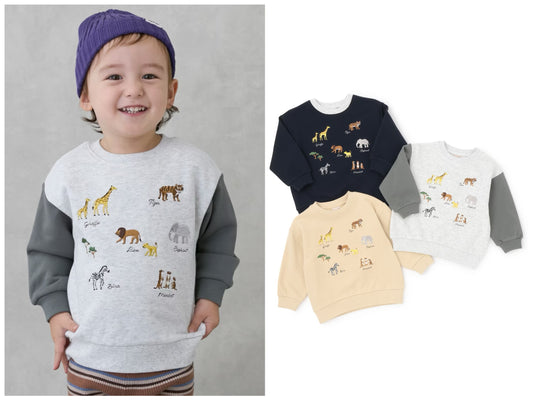 日本童裝 pe#main 動物刺繡衛衣 80-120cm 男童款 冬季 TOPS