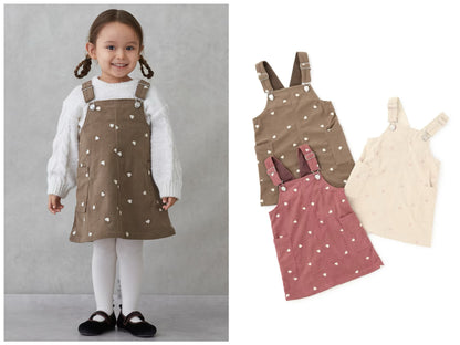 日本童裝 pe#main 心型刺繡燈芯絨背帶裙 80-130cm 女童款 冬季 DRESSES