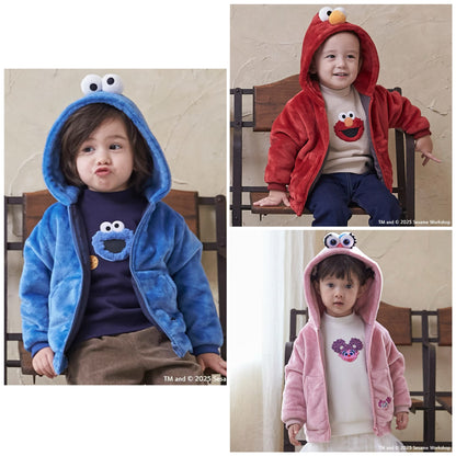 日本童裝 pe#main x SESAME STREET 芝麻街毛毛外套 80-130cm 男童款/女童款 冬季 OUTERWEAR 聖誕紅/新年紅
