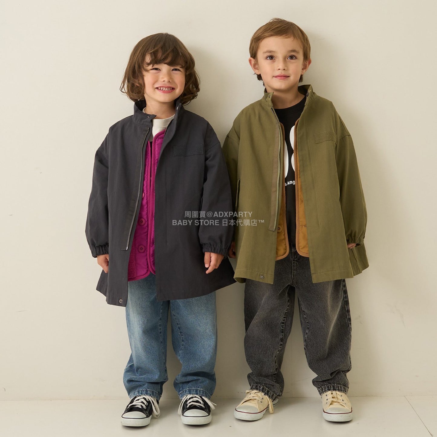 日本童裝 b・R# 中長版摩登大褸 100-150cm 男童款 冬季 (適合初秋、香港平均溫度、寒冷天氣）OUTERWEAR