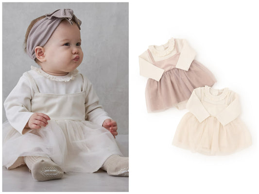 日本童裝 pe#main 假兩件網紗連衣 70-80cm 初生嬰兒 女童款 冬季 Jumpsuit