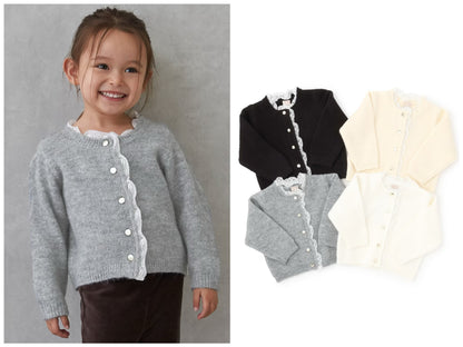 日本童裝 pe#main 蕾絲花邊針織外套 80-130cm 女童款 冬季 OUTERWEAR