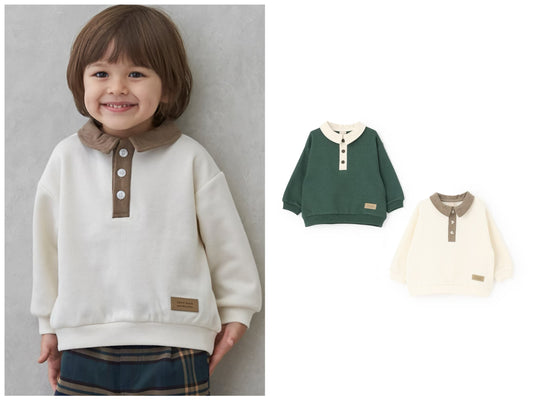 日本童裝 pe#main 抓毛翻領衛衣 90-130cm 男童款 冬季 TOPS