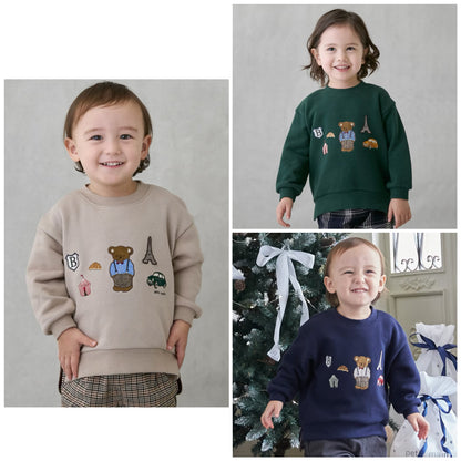 日本童裝 pe#main 假兩件熊仔衛衣 80-130cm 男童款 冬季 TOPS