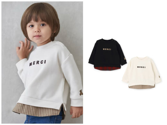 日本童裝 pe#main 假兩件衛衣 80-130cm 男童款 冬季 TOPS