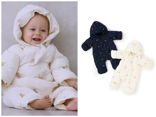 日本童裝 pe#main 刺繡絎縫連衣外套 70-80cm 初生嬰兒 男童款/女童款 冬季 (適合寒冷天氣、溫度低天氣）OUTERWEAR