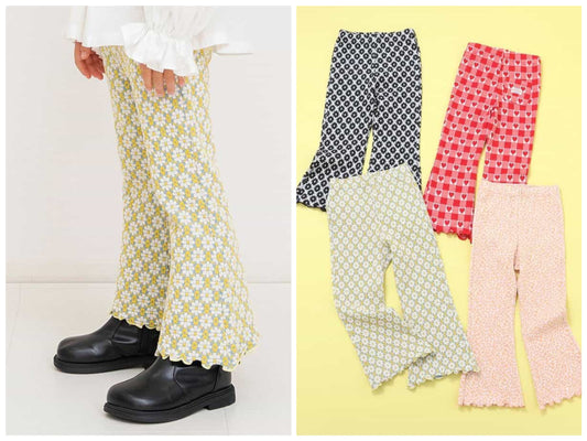 日本童裝 BREEZE 全身提花喇叭褲 80-140cm 女童款 秋季 PANTS