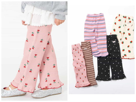 日本童裝 BREEZE 華夫格花邊長褲 80-140cm 女童款 秋季 PANTS