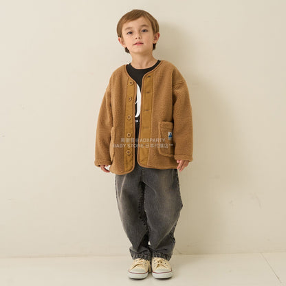 日本童裝 b・R# 抓毛口袋外套 100-150cm 男童款 冬季 (適合初秋、香港平均溫度、寒冷天氣）OUTERWEAR