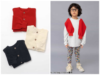 日本童裝 BREEZE 針織外套 80-140cm 男童款/女童款 秋季 OUTERWEAR 聖誕紅/新年紅 