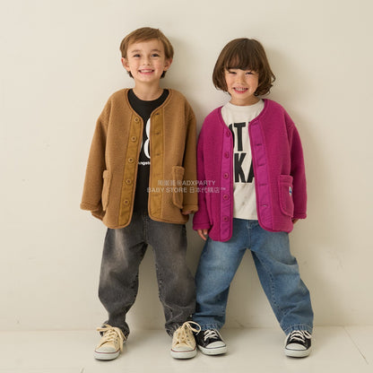 日本童裝 b・R# 抓毛口袋外套 100-150cm 男童款 冬季 (適合初秋、香港平均溫度、寒冷天氣）OUTERWEAR