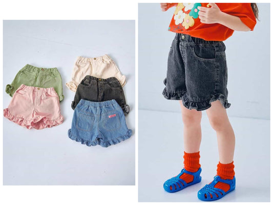 日本童裝 p.premier 斜紋花邊短褲 80-140cm 女童款 夏季  PANTS