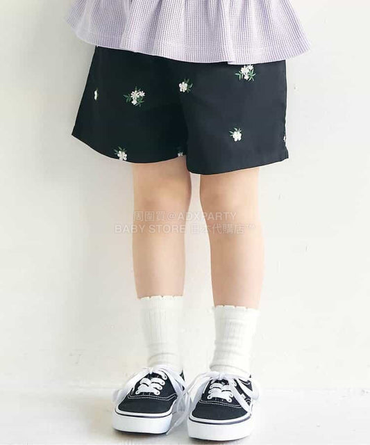 日本童裝 apres les cours 心型花花刺繡短褲 80-140cm 女童款 夏季 PANTS