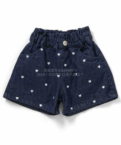 日本童裝 apres les cours 心型花花刺繡短褲 80-140cm 女童款 夏季 PANTS