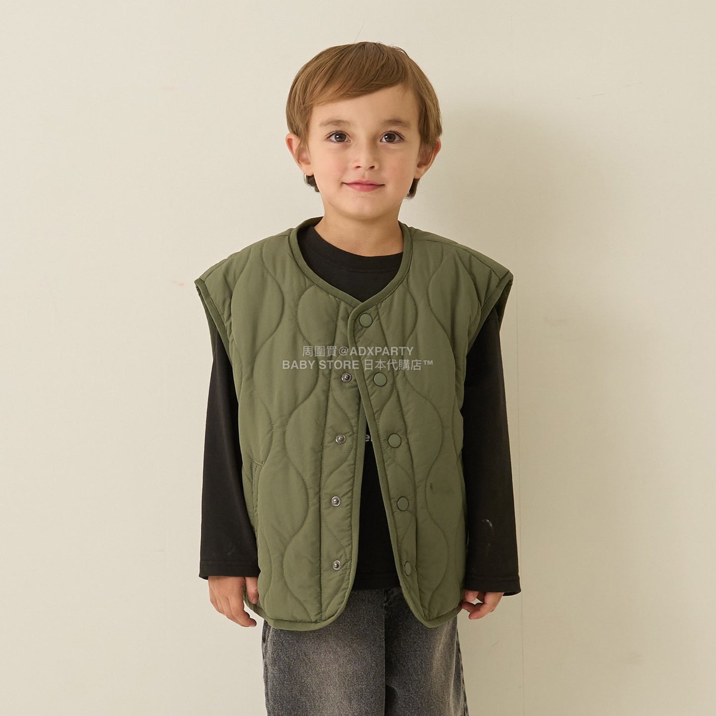 日本童裝 b・R# 絎縫背心外套 100-150cm 男童款 冬季 (適合初秋、香港平均溫度、寒冷天氣）OUTERWEAR