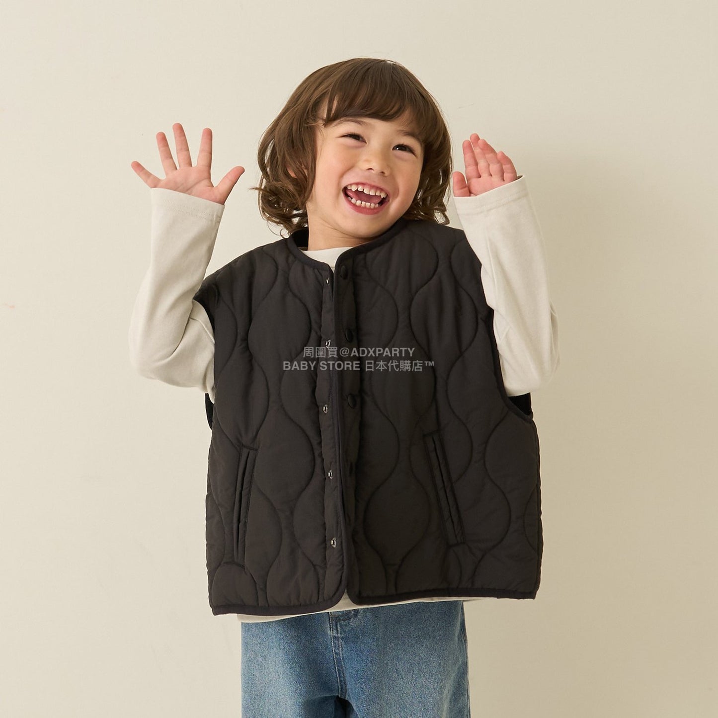 日本童裝 b・R# 絎縫背心外套 100-150cm 男童款 冬季 (適合初秋、香港平均溫度、寒冷天氣）OUTERWEAR