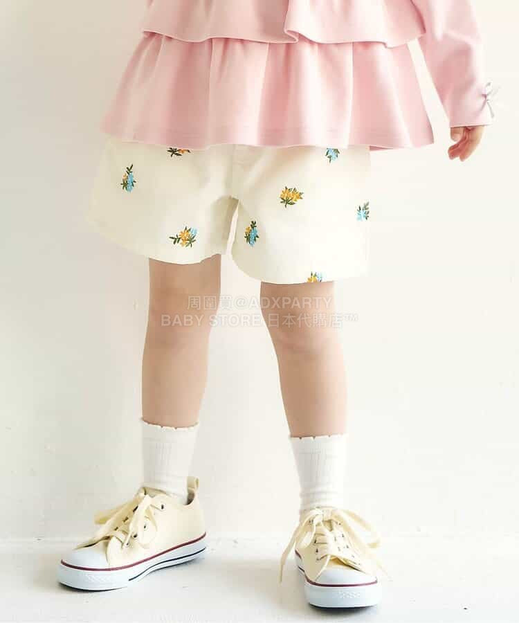 日本童裝 apres les cours 心型花花刺繡短褲 80-140cm 女童款 夏季 PANTS