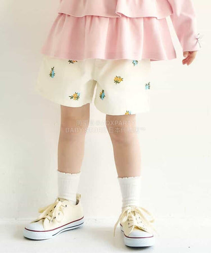 日本童裝 apres les cours 心型花花刺繡短褲 80-140cm 女童款 夏季 PANTS