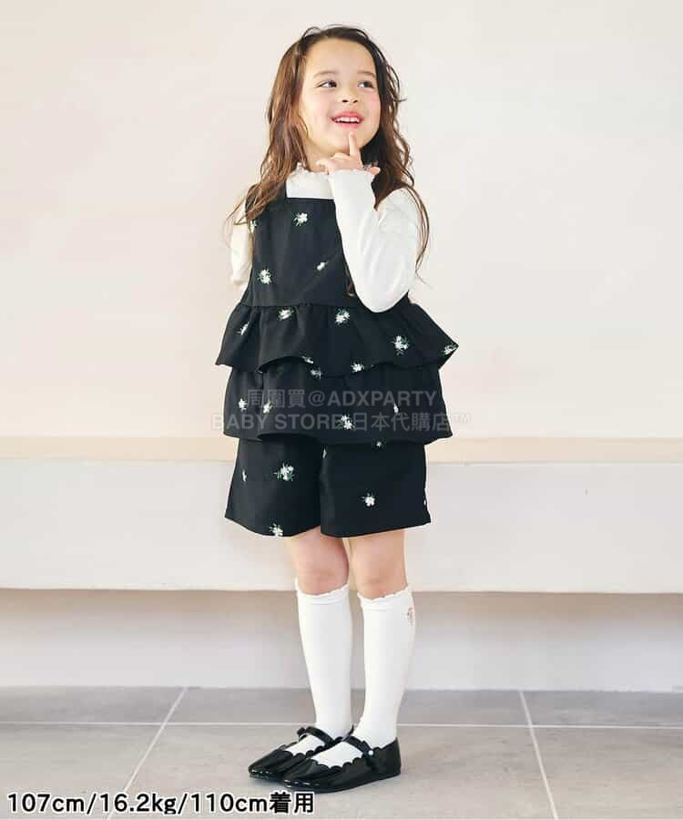 日本童裝 apres les cours 心型花花刺繡短褲 80-140cm 女童款 夏季 PANTS