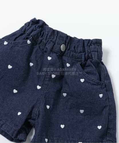 日本童裝 apres les cours 心型花花刺繡短褲 80-140cm 女童款 夏季 PANTS