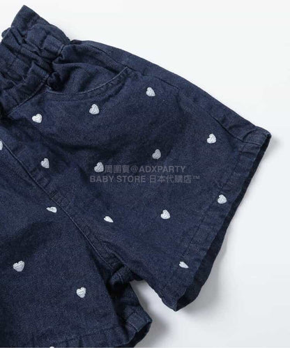 日本童裝 apres les cours 心型花花刺繡短褲 80-140cm 女童款 夏季 PANTS