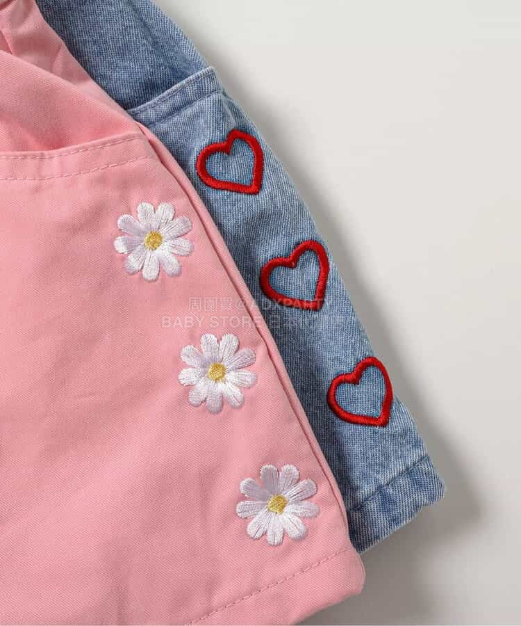 日本童裝 apres les cours 心型花花刺繡短褲 80-140cm 女童款 夏季 PANTS
