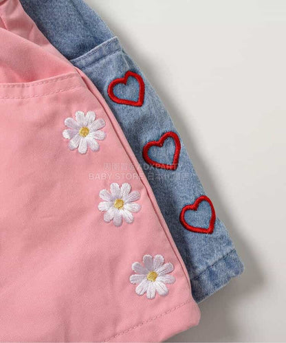 日本童裝 apres les cours 心型花花刺繡短褲 80-140cm 女童款 夏季 PANTS