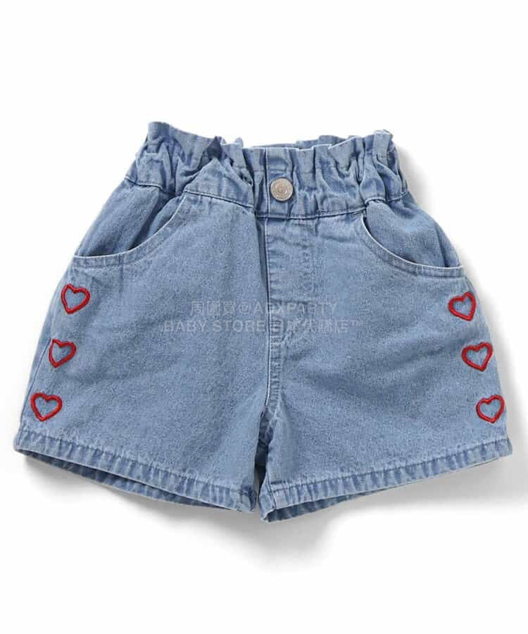 日本童裝 apres les cours 心型花花刺繡短褲 80-140cm 女童款 夏季 PANTS