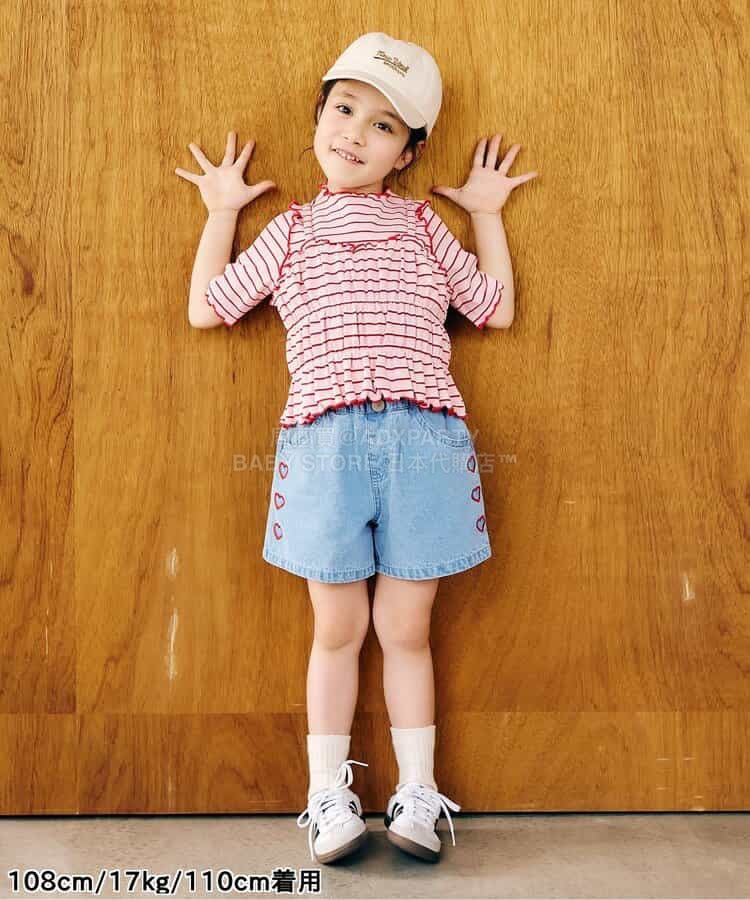 日本童裝 apres les cours 心型花花刺繡短褲 80-140cm 女童款 夏季 PANTS