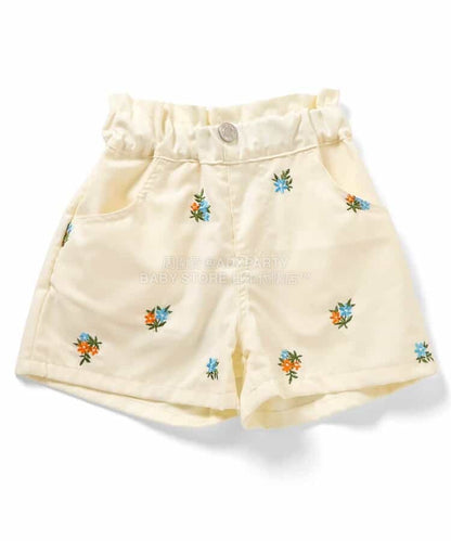 日本童裝 apres les cours 心型花花刺繡短褲 80-140cm 女童款 夏季 PANTS