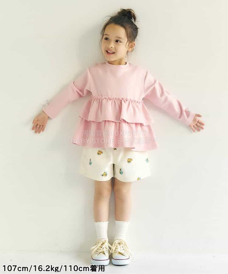 日本童裝 apres les cours 心型花花刺繡短褲 80-140cm 女童款 夏季 PANTS
