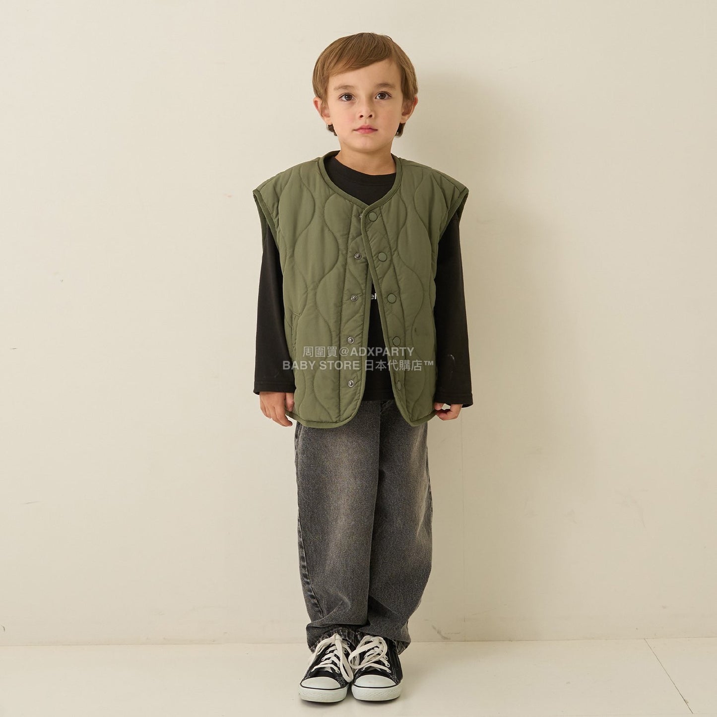 日本童裝 b・R# 絎縫背心外套 100-150cm 男童款 冬季 (適合初秋、香港平均溫度、寒冷天氣）OUTERWEAR