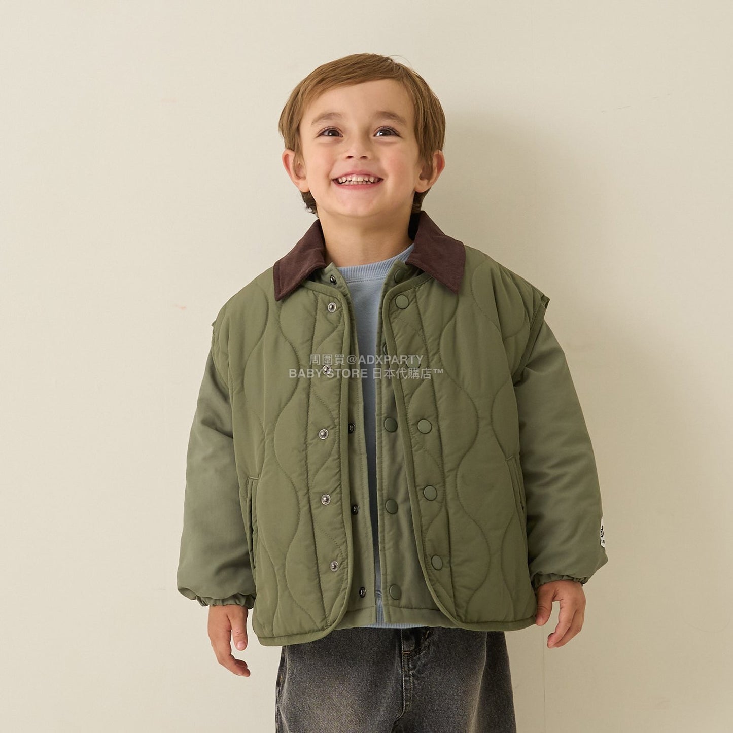 日本童裝 b・R# 絎縫背心外套 100-150cm 男童款 冬季 (適合初秋、香港平均溫度、寒冷天氣）OUTERWEAR