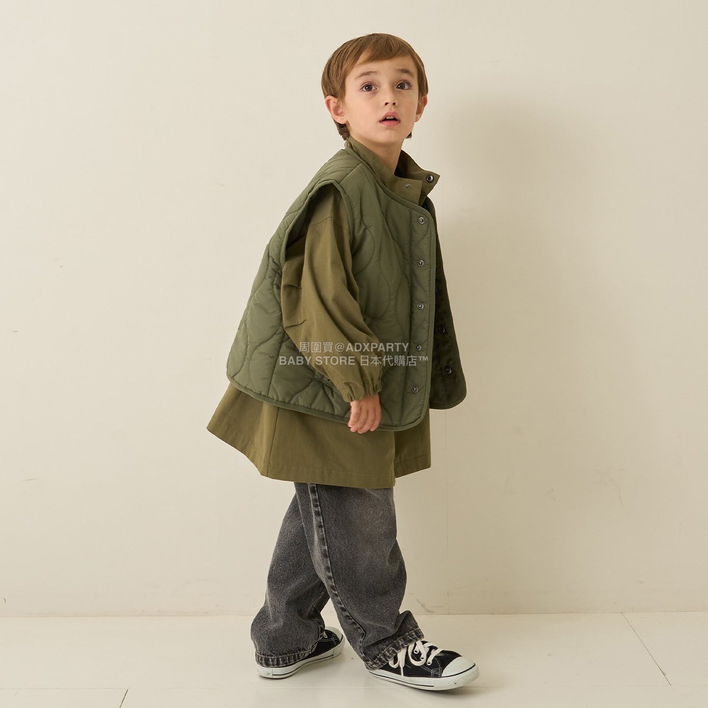 日本童裝 b・R# 絎縫背心外套 100-150cm 男童款 冬季 (適合初秋、香港平均溫度、寒冷天氣）OUTERWEAR