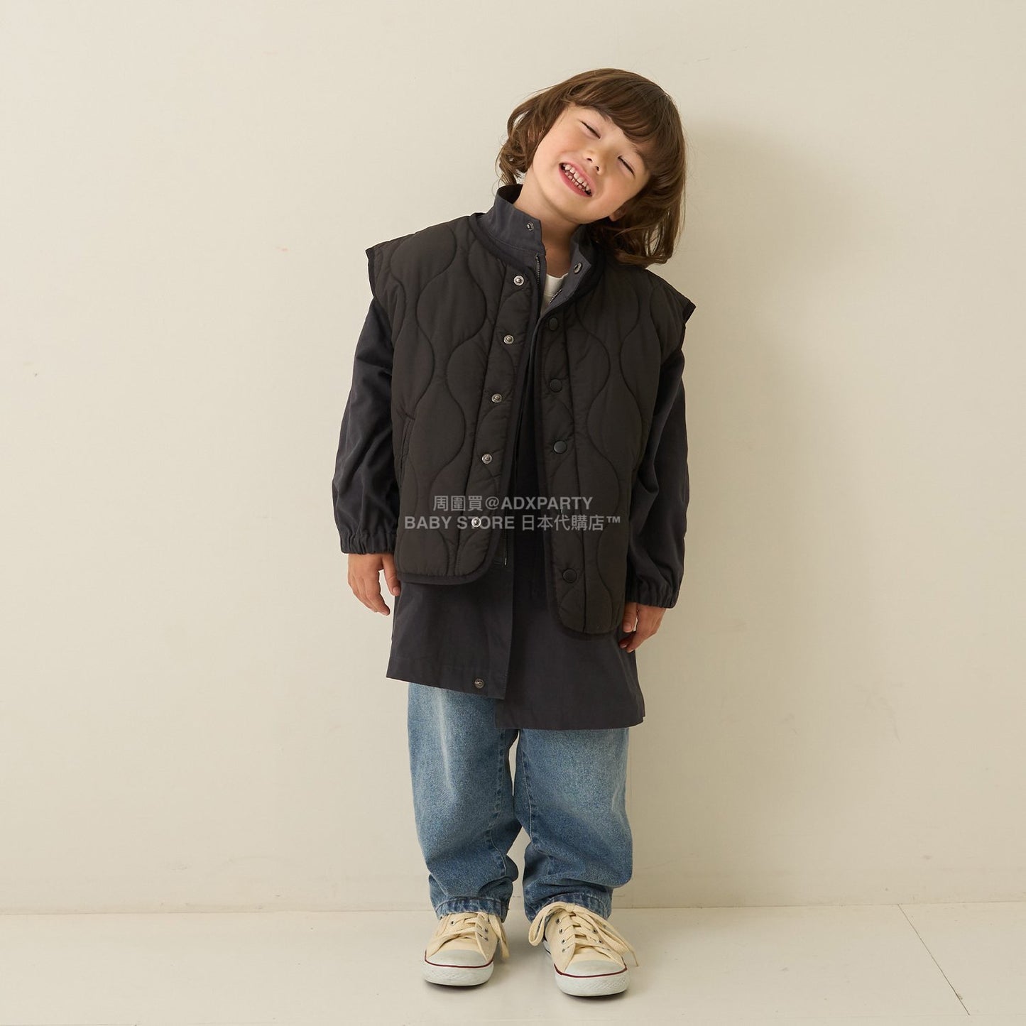 日本童裝 b・R# 絎縫背心外套 100-150cm 男童款 冬季 (適合初秋、香港平均溫度、寒冷天氣）OUTERWEAR