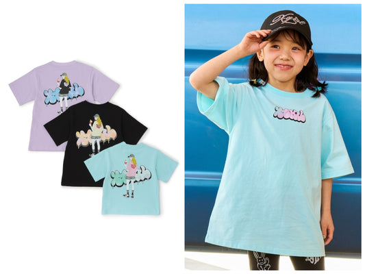 日本童裝 X-girl Stages 防UV 接觸冷感 插圖背面印花連身裙 90-140cm 女童款 夏季 DRESSES
