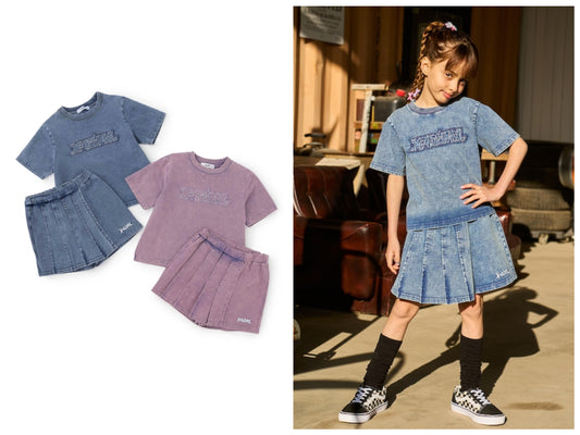 日本童裝 X-girl Stages 貼花刺繡復古上衣裙褲兩件套裝 90-140cm 女童款 夏季 TOPS PANTS