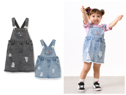 日本童裝 X-girl Stages 刺繡背帶連身裙 90-140cm 女童款 夏季 DRESSES