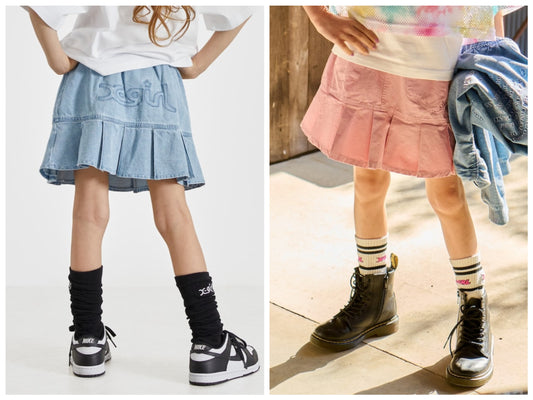 日本童裝 X-girl Stages 後背logo百焦裙 100-140cm 女童款 夏季 SKIRTS