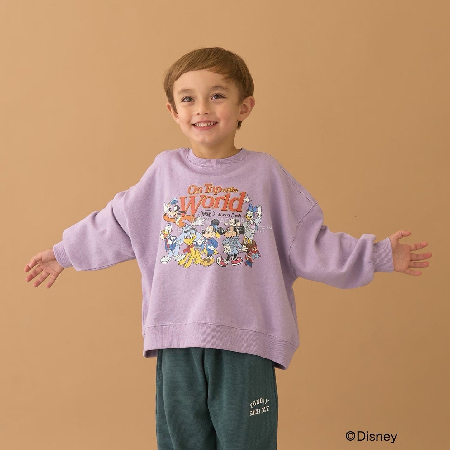 日本童裝 b・R# x Disney 印花衛衣 100-150cm 男童款 冬季 TOPS