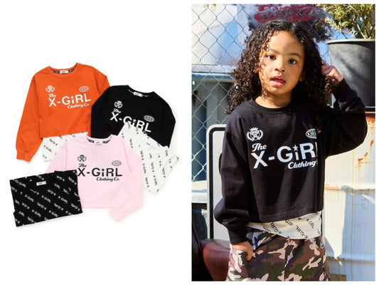 日本童裝 X-girl Stages Logo上衣及背心兩件套裝 90-140cm 女童款 夏季 TOPS