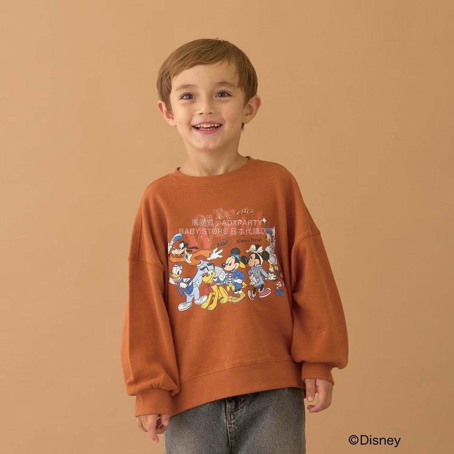 日本童裝 b・R# x Disney 印花衛衣 100-150cm 男童款 冬季 TOPS