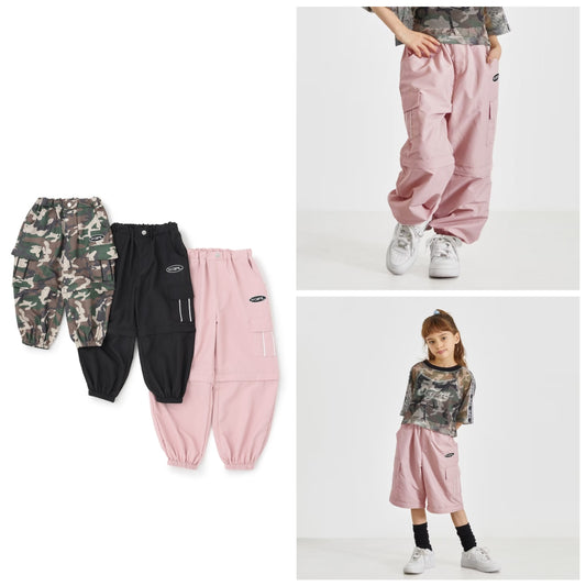 日本童裝 X-girl Stages 防水系列 工裝長褲可變短褲 90-140cm 女童款 夏季 PANTS