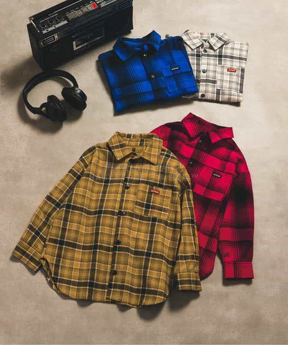 日本童裝 BREEZE 格紋襯衫 90-150cm 男童款 冬季 TOPS 聖誕紅/新年紅 